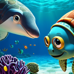 2

**Image Prompt 2:**
The Octonauts team (Captain Barnacles, Kwazii, Peso) in a heartwarming and empathetic scene, collaborating closely with diverse marine creatures (e.g., a wise whale, a concerned sea turtle) to gently address a subtle ocean challenge like untangling a 'ghost net' or relocating a vulnerable species in a beautiful, richly detailed coral reef. Expressions convey compassion, teamwork, and a shared sense of responsibility for the ocean. Focus on character emotion, collaborative problem-solving, and the vibrant beauty of marine life. Animated style, educational and inspiring. --ar 16:9 --v