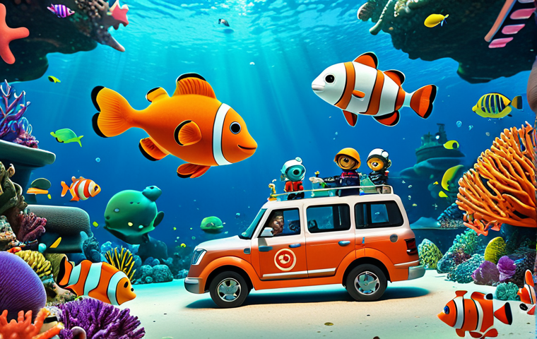 **

"A vibrant scene inspired by *Octonauts*, featuring Captain Barnacles and other crew members in their GUP-vehicles exploring a colorful coral reef. Many different types of marine life are visible. The scene should convey a sense of adventure and scientific discovery. Safe for work, appropriate content, fully clothed, professional animation style, perfect anatomy, natural proportions, family-friendly."

**