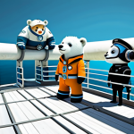 **Prompt 1: Captain Barnacles Leadership** "Captain Barnacles, a brave polar bear in a fully clothed Octonauts uniform, calmly giving instructions on the Octopod bridge, surrounded by his team, appropriate attire, safe for work, perfect anatomy, natural proportions, professional illustration, family-friendly."