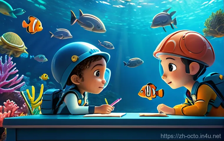 옥토넛 관련 유명 유튜브 리뷰 - **Prompt 1: "Underwater Classroom Adventure with Captain Barnacles"**
    A highly detailed, vibrant...