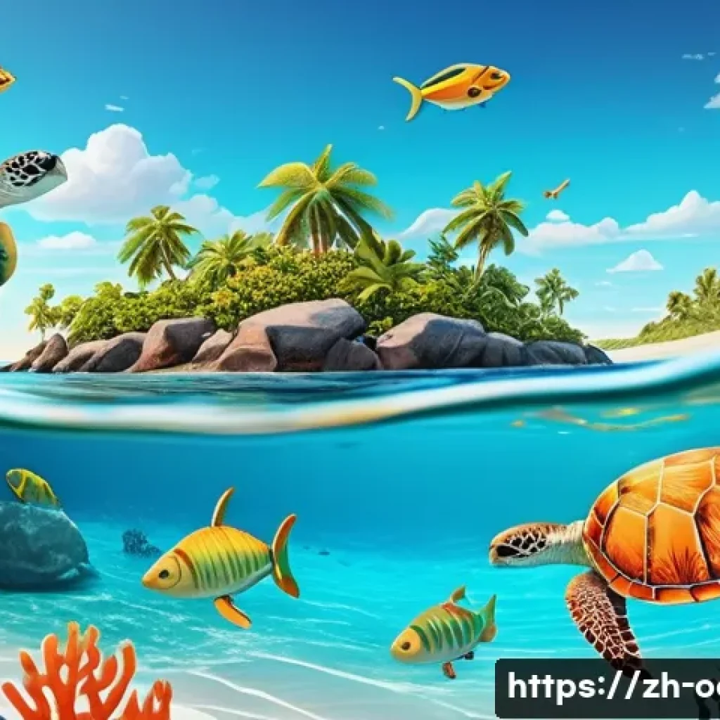옥토넛 시즌별 인기 에피소드 - A vibrant spring ocean scene featuring newly hatched baby sea turtles wearing small, colorful swim d...