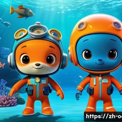 옥토넛 제작사 비하인드 스토리 - A vibrant underwater scene featuring colorful, anthropomorphic Octonauts characters with distinct pe...