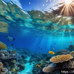 옥토넛 기지에서의 특별한 순간 - A vibrant underwater coral reef ecosystem teeming with diverse marine life, featuring colorful coral...