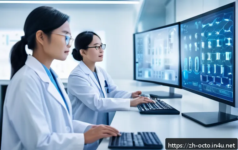 옥토넛 페이소의 의학적 성과 - A futuristic medical laboratory scene showcasing a multidisciplinary team of professionals including...