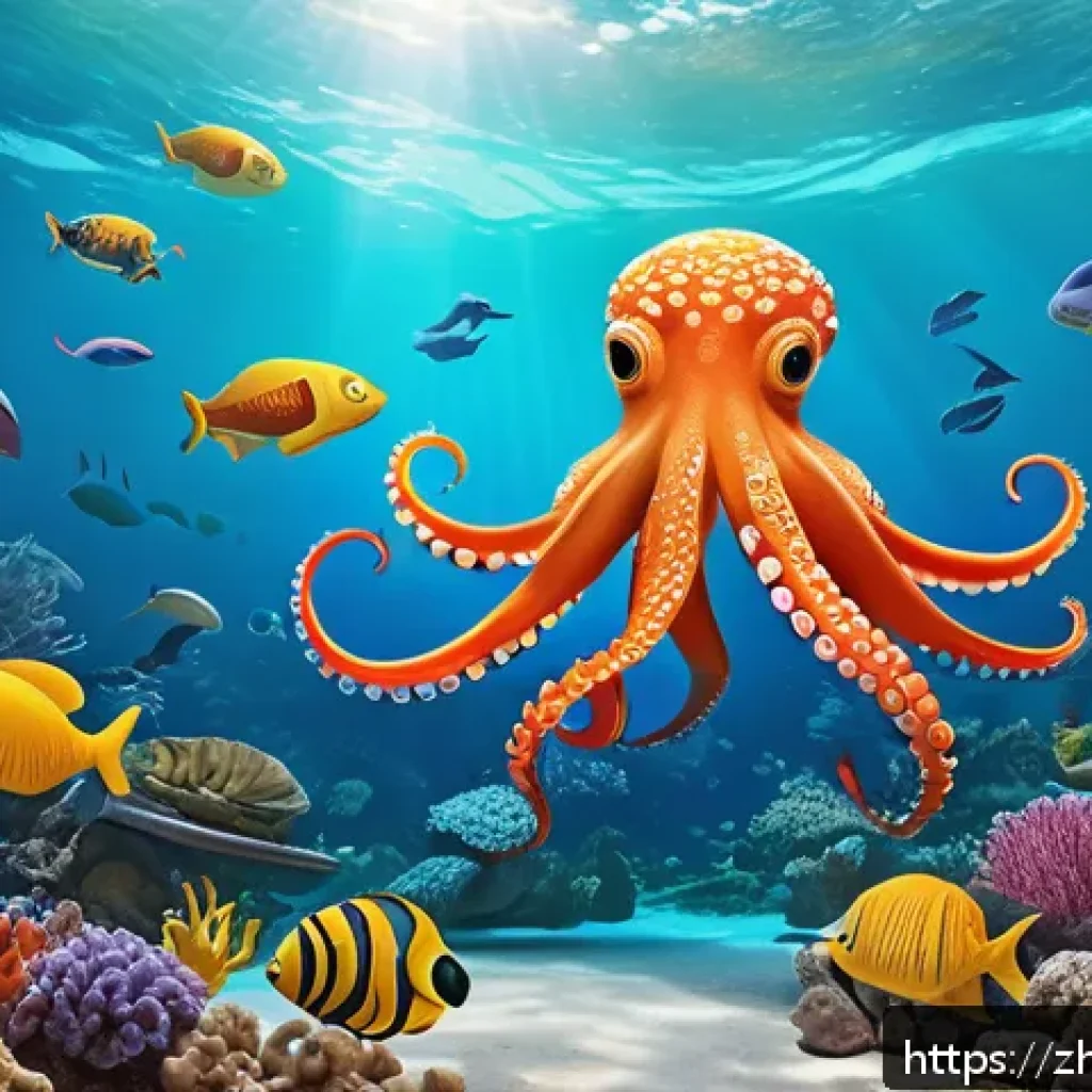 옥토넛 시청자 반응 변화 - A vibrant underwater scene featuring a diverse team of animated octopus characters wearing colorful ...