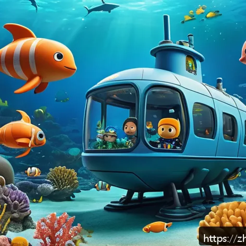 옥토넛 팬 커뮤니티 참여 방법 - A vibrant underwater scene featuring the Octonauts team in their colorful submarine exploring a deep...