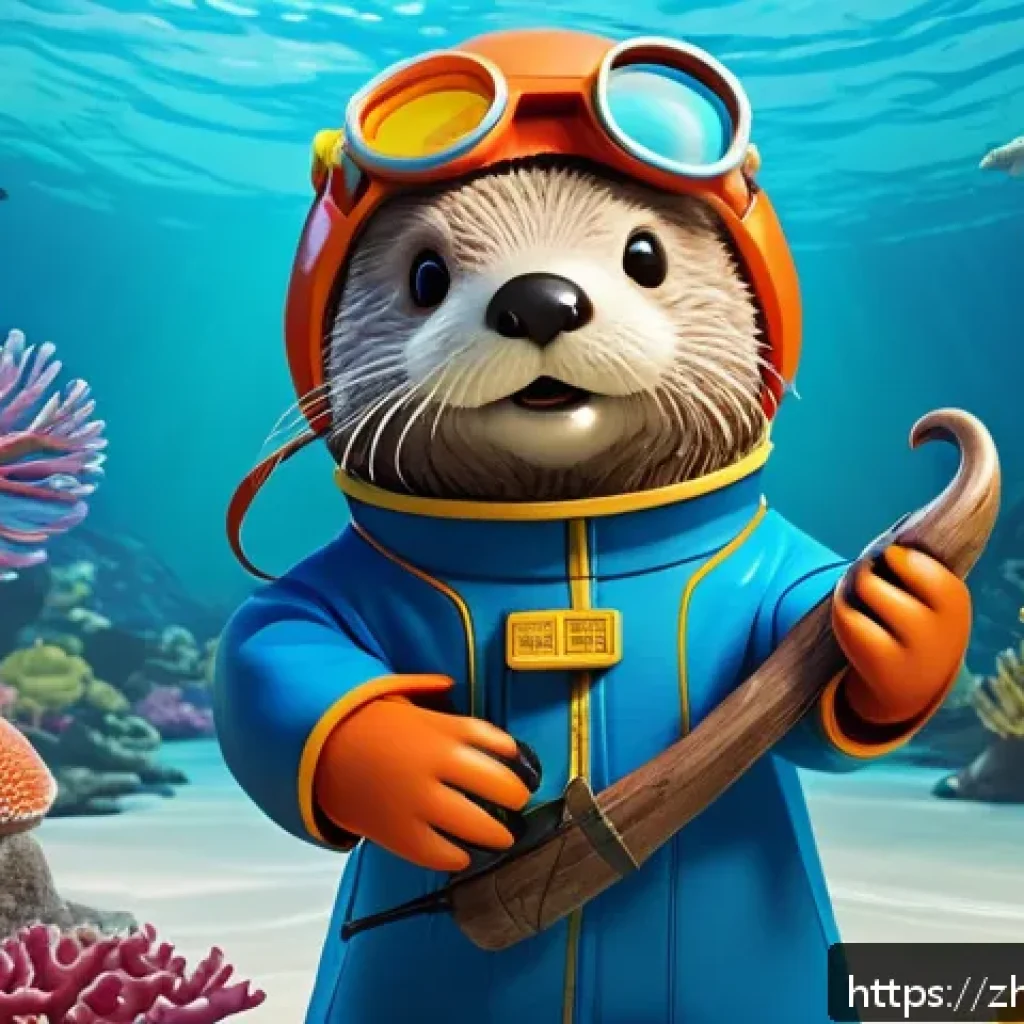 옥토넛 등장 동물 실제 모델 분석 - A charming anthropomorphic sea otter character inspired by real sea otters, wearing a colorful under...