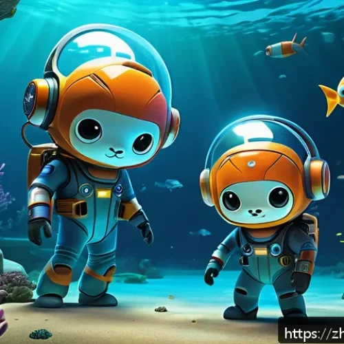 옥토넛 팬아트 트렌드 분석 - A vibrant digital illustration of the Octonauts crew exploring a futuristic underwater city, featuri...