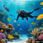 옥토넛 메인 제작진 인터뷰 - A vibrant underwater scene showcasing a diverse ocean ecosystem with detailed 3D-rendered marine lif...